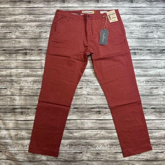 Tailor Vintage Men's Slim Fit Chino Pants Trousers Rust Red 36 x 30 Casual NWT - Picture 1 of 13
